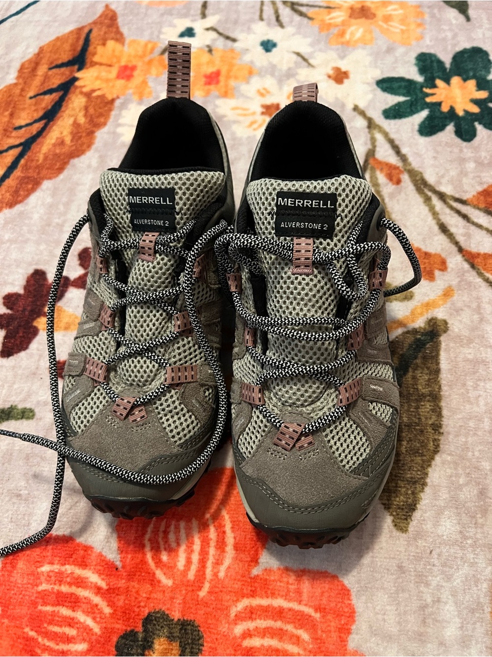 NEW Merrell Alverstone 2 Trail Shoes Olive, Tan, and Pink